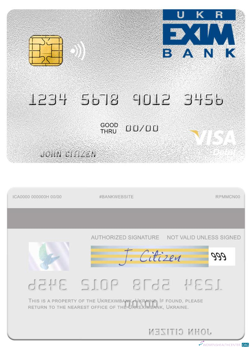 Download Ukraine Ukreximbank visa debit card Photoshop template